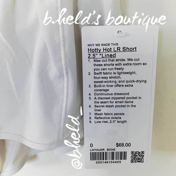 lululemon Hotty Hot Low-Rise Lined Short 2.5" Bone Cream Off-White Sz 0 New NWT - Picture 3 of 12